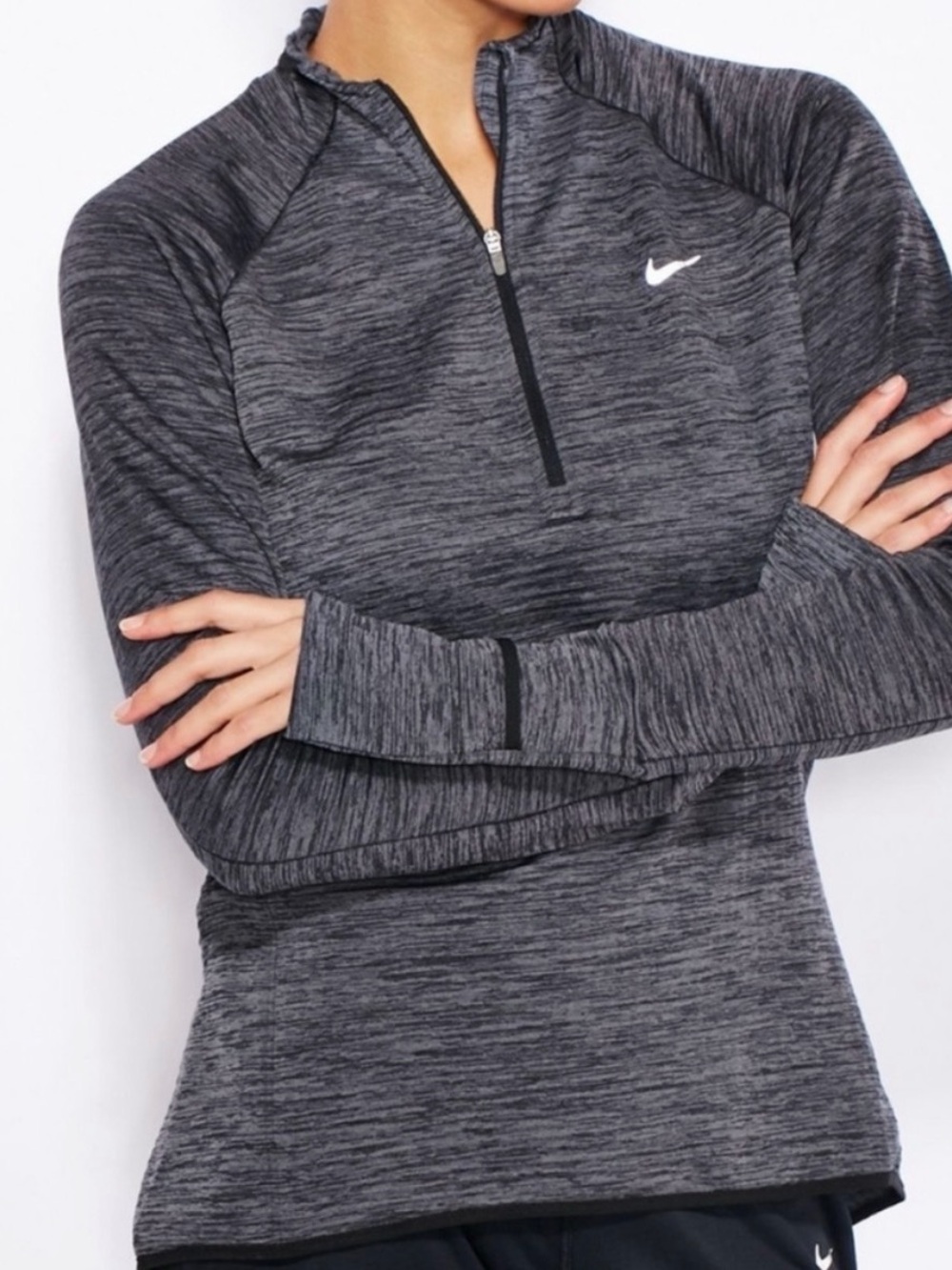 Nike Dri-FIT Sphere Element Half Zip Running Top L Dark Grey Fleece Thumbhole